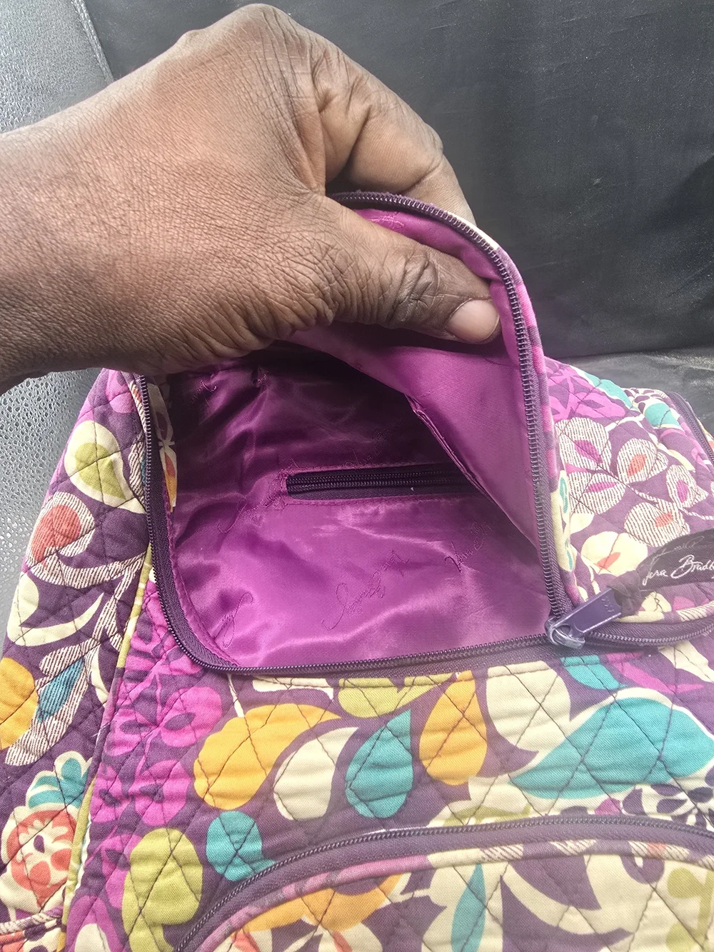 Vera Bradley Purple Quilted Floral Backpack